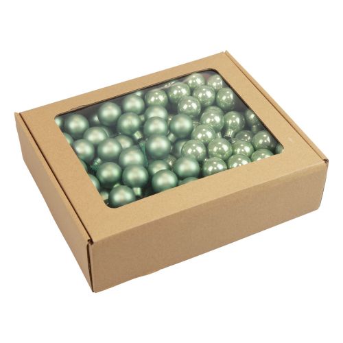 Floristik24 Mini bolas de Natal em arame de vidro verde Ø2,5cm 140un