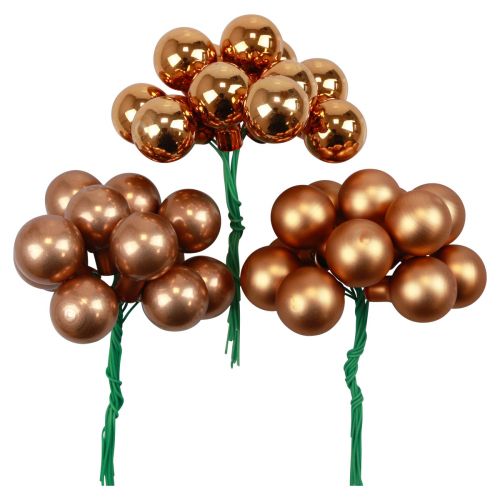 Floristik24 Mini bolas de Natal em arame de vidro laranja Ø2,5cm 140 un