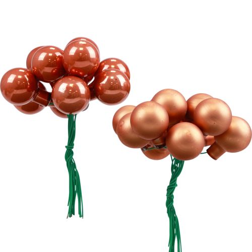Floristik24 Mini bolas de Natal em arame de vidro vermelho laranja 2,5 cm 140 unidades