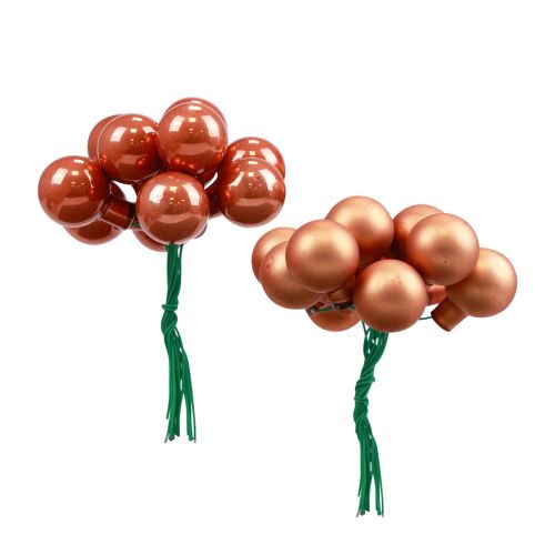 Itens Mini bolas de Natal em arame de vidro vermelho laranja Ø2cm 140 un