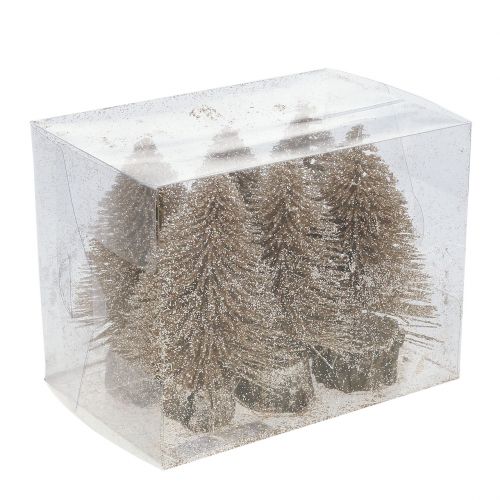 Floristik24 Mini árvore de natal dourada com glitter 6pcs