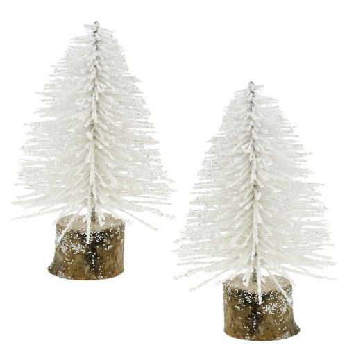 Floristik24 Mini árvore de Natal com glitter branco 6 unidades