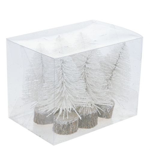 Floristik24 Mini árvore de Natal com glitter branco 6 unidades