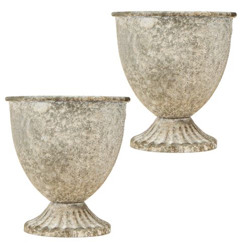 Floristik24 Mini Vasos Decoração Taça Taça Metal Antigo Ø10.5cm 11.5cm 2pcs