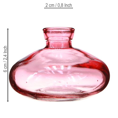 Itens Mini vasos de vidro bulbosos planos rosa matizado Ø9cm H6cm 6 peças