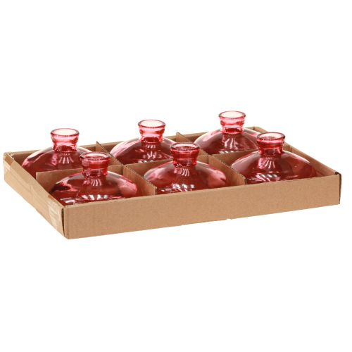 Itens Mini vasos de vidro bulbosos planos rosa matizado Ø9cm H6cm 6 peças