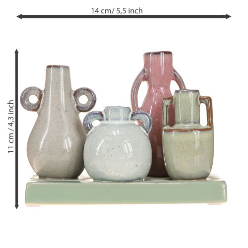 Itens Conjunto de mini vasos de cerâmica para decoração de casa, 14 cm