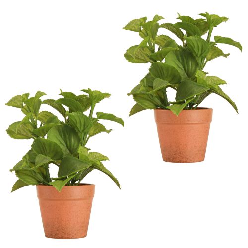 Itens Hortelã em vaso Ervas artificiais Plantas artificiais 18cm 2 unidades