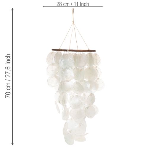 Móbile de sino de vento em madrepérola, redondo, 70 cm de comprimento, para varanda ou jardim. | Floristik24.pt