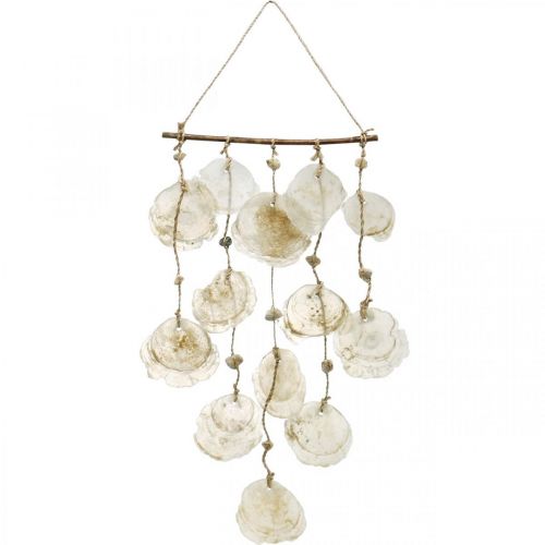 Cabide de decoração marítima, conchas de capiz, decoração de verão L73cm L35cm