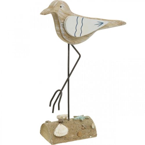 Floristik24 Gaivota em madeira, decoração marítima, ave costeira Shabby Chic, azul e branco A25cm