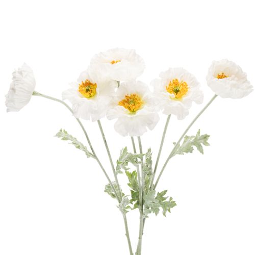 Papoula artificial branca, haste longa, 78 cm, 3 peças comprar | Floristik24.pt