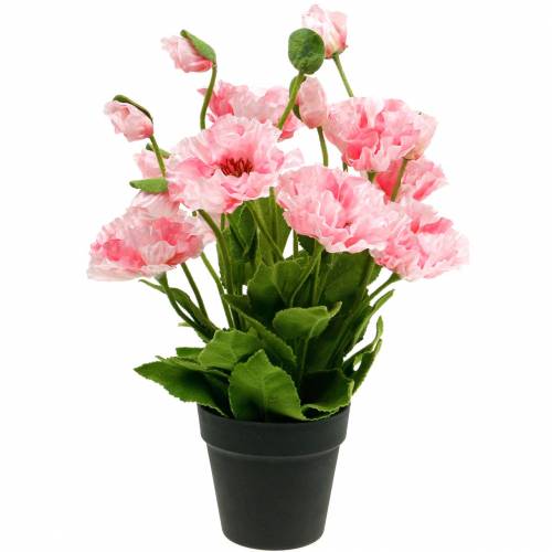 Papoila oriental, flor artificial, papoula em vaso rosa