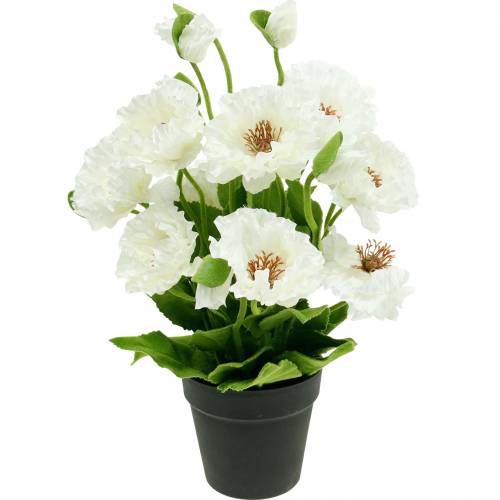 Poppy em um vaso de flores de seda branca decoração floral
