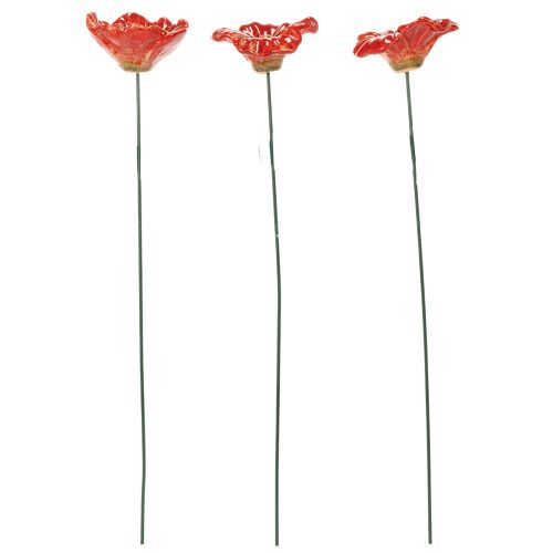 Itens Conjunto de 6 peças de flores de papoula de cerâmica para decoração romântica de jardim e canteiros de flores na primavera, 31 cm.