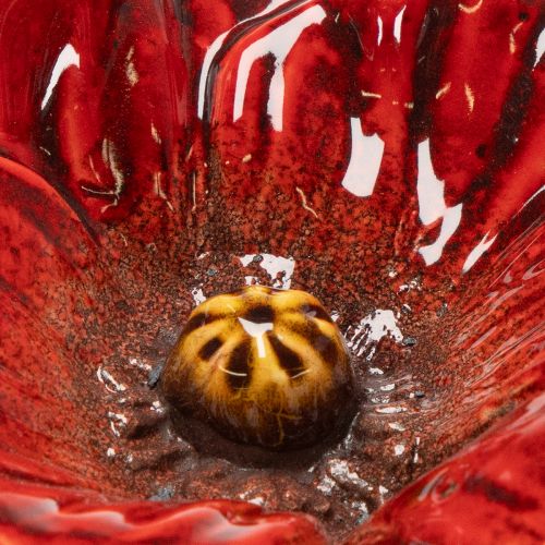 Itens Estaca de jardim em cerâmica com formato de papoula, design diferenciado para canteiros de flores, 52 cm, 2 peças.