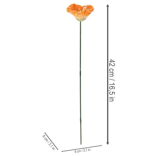 Itens Suporte para flor de papoula, flor de cerâmica, com detalhes delicados, para um toque elegante no jardim, 42 cm, conjunto de 4 peças.