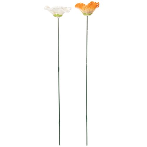 Itens Suporte para flor de papoula, flor de cerâmica, com detalhes delicados, para um toque elegante no jardim, 42 cm, conjunto de 4 peças.