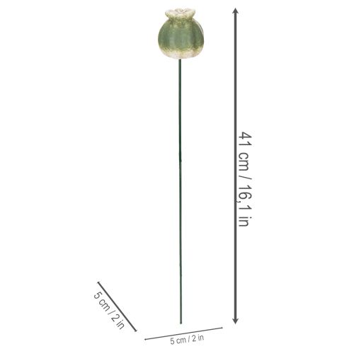 Itens Estaca decorativa em forma de cápsula de sementes de papoula para dar um toque de elegância sazonal ao jardim ou destacar a varanda, 41 cm, 4 peças