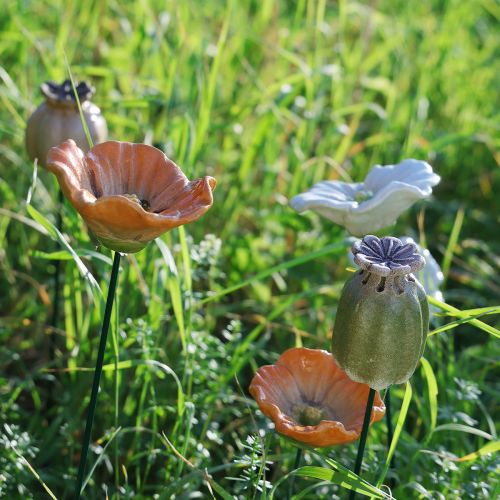 Itens Estaca decorativa em forma de cápsula de sementes de papoula para dar um toque de elegância sazonal ao jardim ou destacar a varanda, 41 cm, 4 peças