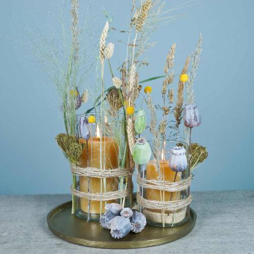 Floristik24 Cápsulas de sementes de papoula artificiais amarelas, marrons 6 unidades