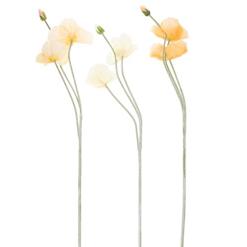 Itens Flor de papoula artificial para decoração de casamentos, 95 cm, 3 peças.
