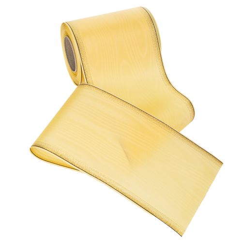 Itens Fita para coroa de flores em moiré, amarela com detalhes dourados, 125 mm x 25 m - Fita de luto de alta qualidade, fita decorativa, fita para laço.