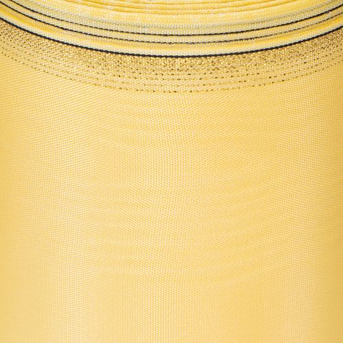 Itens Fita decorativa floral em moiré, amarela com detalhes dourados, acetato/poliéster, 150 mm x 25 m