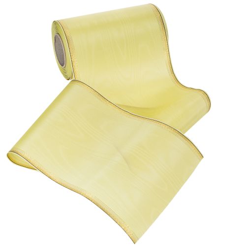 Itens Fita para guirlanda em moiré, verde claro com borda dourada, 175 mm x 25 m, decoração de alta qualidade para arranjos florais.