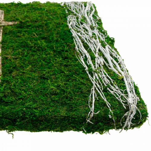 Floristik24 Moss pinta videiras e cruz para sepultura verde, branco 40 × 30cm