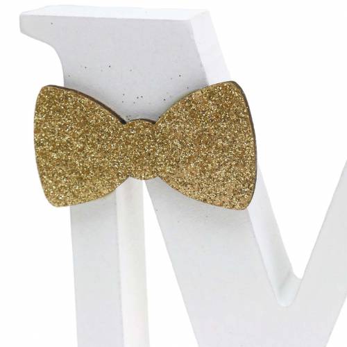 Floristik24 Letras decorativas Mr &amp; Mrs madeira branca, ouro classificado H11/13,cm conjunto de 4
