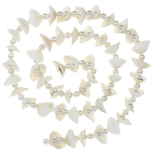 Guirlanda de conchas com pérolas brancas 100cm
