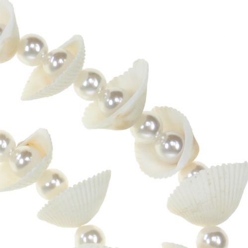 Guirlanda de conchas com pérolas brancas 100cm