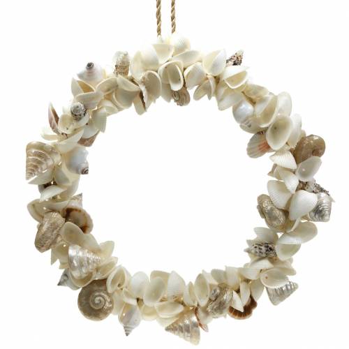 Floristik24 Grinalda de concha branco natural Ø40cm