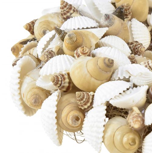 Itens Guirlanda de conchas decoração suspensa marítima coco branco natural Ø25cm