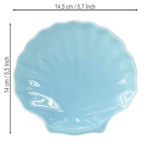 Itens Prato concha tigela marítima cerâmica azul branco 14cm 3 peças