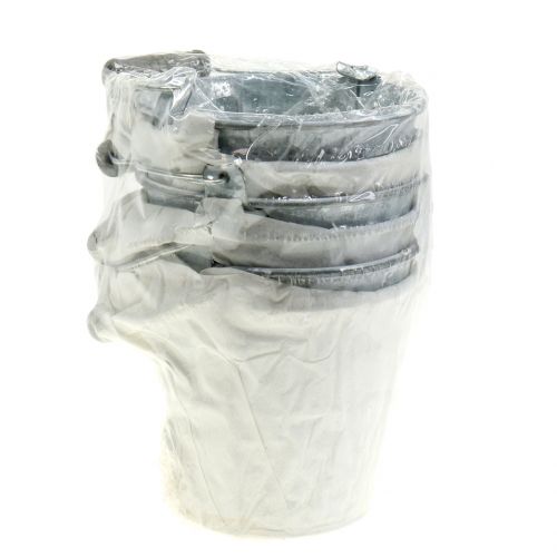 Floristik24 Balde de zinco com padrão trançado cinza, branco lavado Ø10cm Alt.9cm 6 unidades