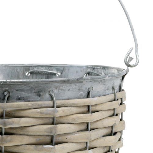 Floristik24 Balde de zinco com vime Ø18cm Alt.17cm