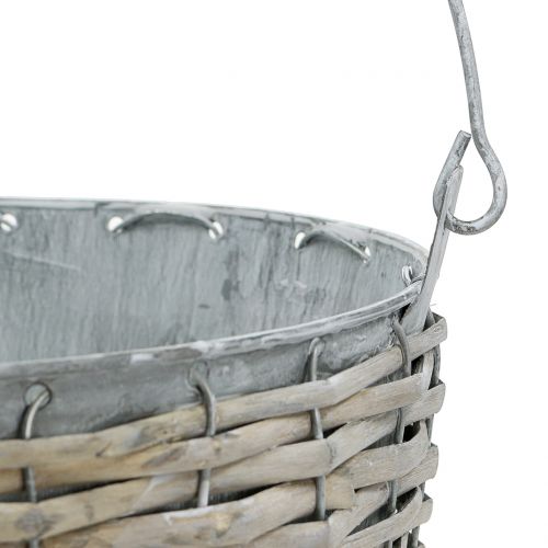 Floristik24 Balde de zinco com vime Ø24cm Alt.22cm
