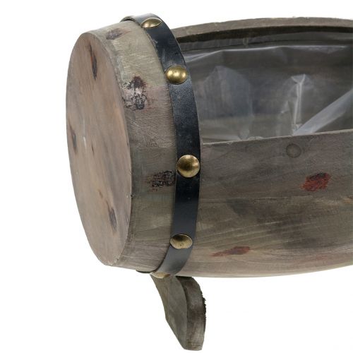 Floristik24 Barril de madeira para plantar natureza, conjunto de 2 22cm / 33cm