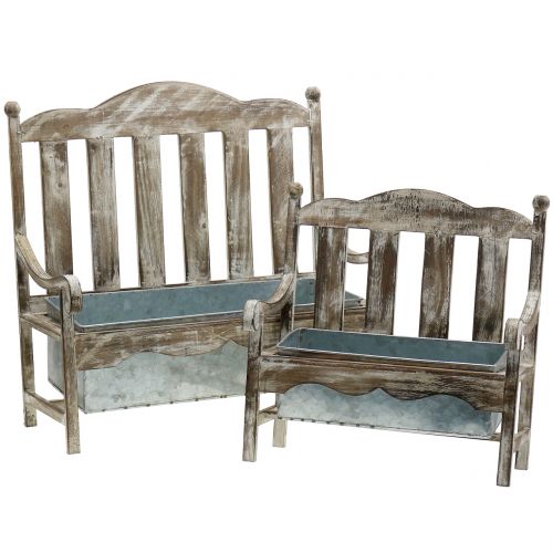 Floristik24 Banco de madeira para plantar a natureza, zinco A40cm, conjunto de 2