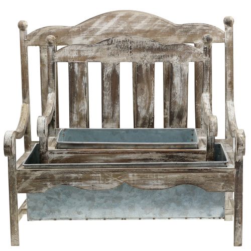 Floristik24 Banco de madeira para plantar a natureza, zinco A40cm, conjunto de 2