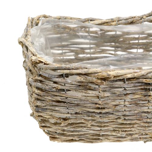 Floristik24 Cesto de plantas retangular, caiado de branco natural L33cm, conjunto de 3