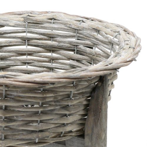 Floristik24 Tigela de vime com suporte de madeira cinza, branco lavado Ø40cm