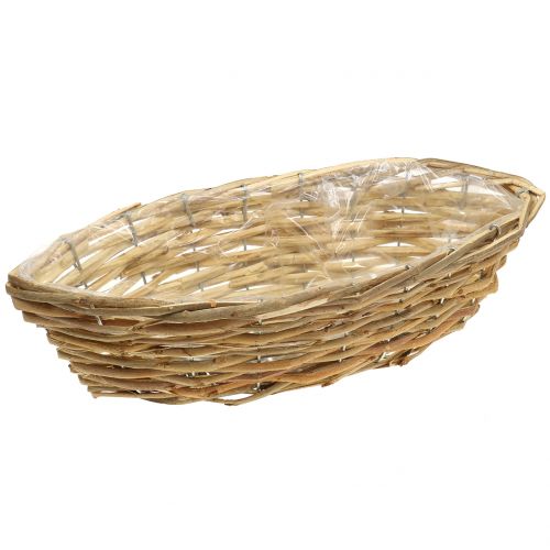 Floristik24 Barco de vime para plantar Castanho claro L33cm