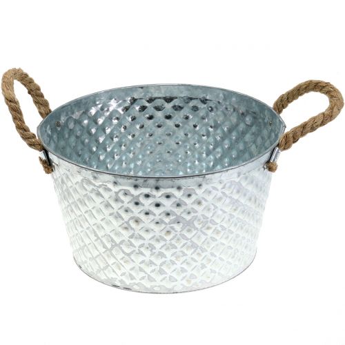 Itens Tigela de zinco redonda com alças de corda Ø28cm H16cm