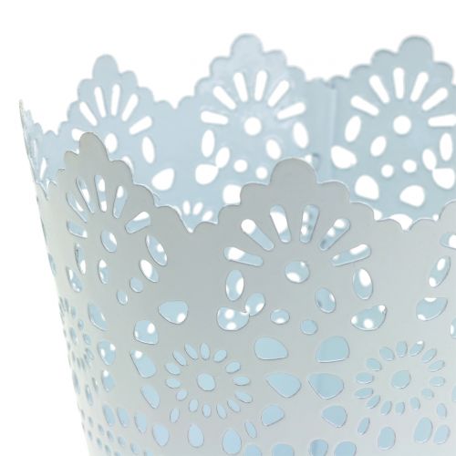 Floristik24 Pote de zinco com borda pontiaguda branca Ø12cm Alt.10cm