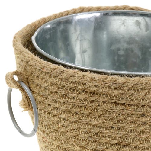 Floristik24 Pote de zinco com cachepot de juta Ø18cm A15cm