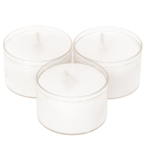 Luzes noturnas tipo tealight brancas em bandeja de plástico, 8 horas de duração, 50 unidades. comprar | Floristik24.pt