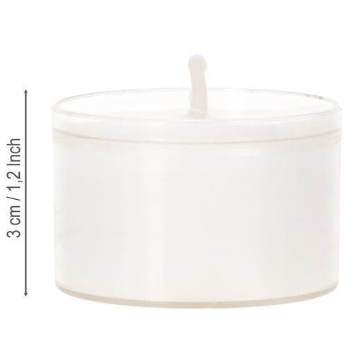 Luzes noturnas tipo tealight brancas em bandeja de plástico, 8 horas de duração, 50 unidades. | Floristik24.pt